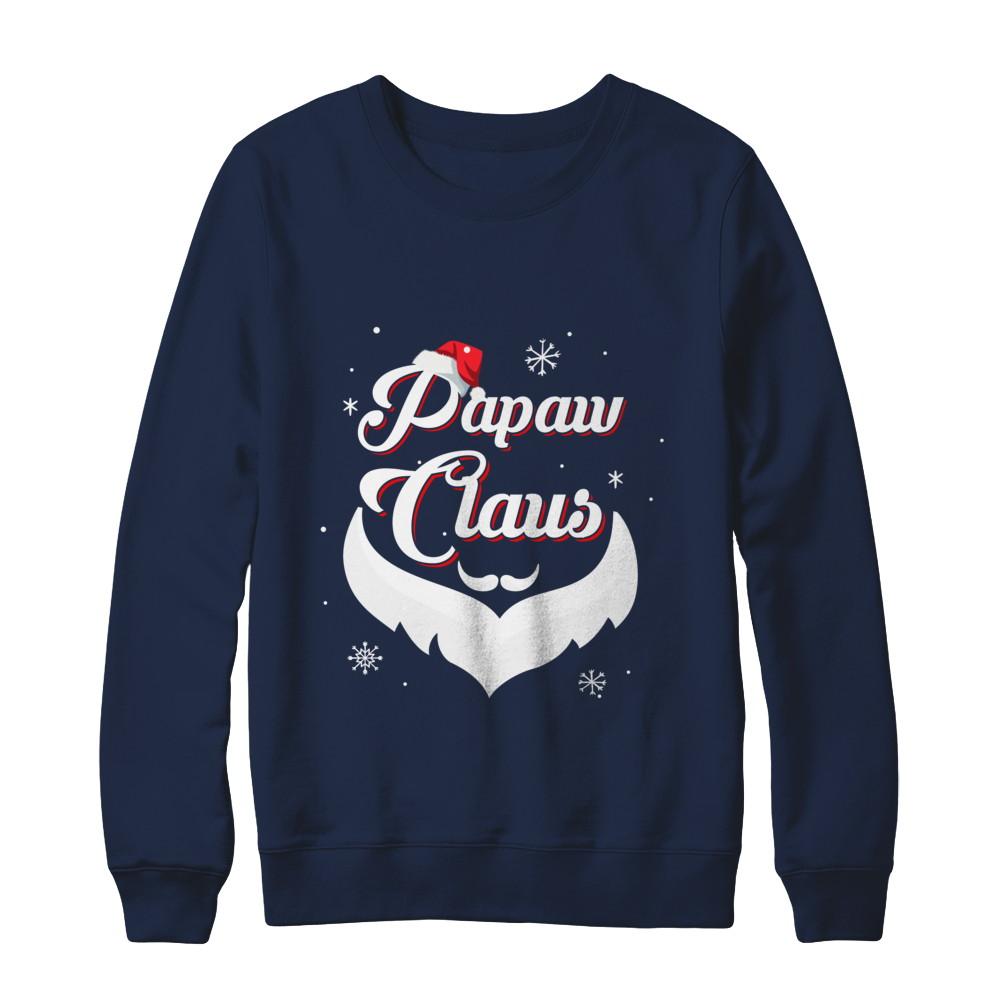Santa Beard Matching Christmas Pajamas Papaw Claus-T-Shirt & Sweatshirt-Crewneck Sweatshirt-Navy