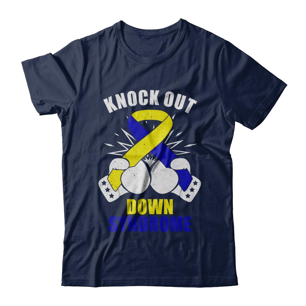 Boxing knock out Down Syndrome Awareness Support-T-Shirt & Hoodie-Classic T-Shirt-Navy