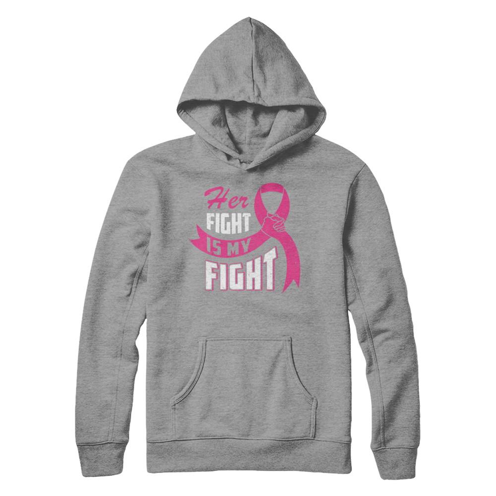 Her Fight is My Fight Breast Cancer Awareness Pink Ribbon-T-Shirt & Hoodie-Pullover Hoodie-Sport Grey