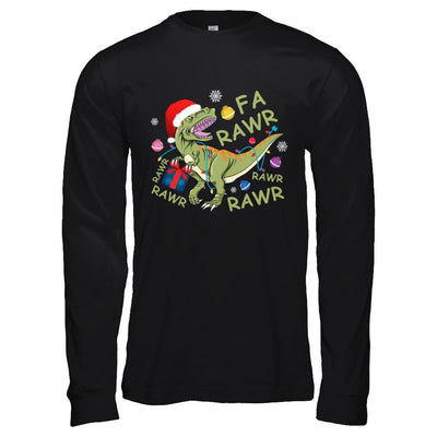 Christmas Funny Dinosaur T-Rex Claus Fa Rawr Rawr-T-Shirt & Hoodie-Long Sleeve T-Shirt-Black