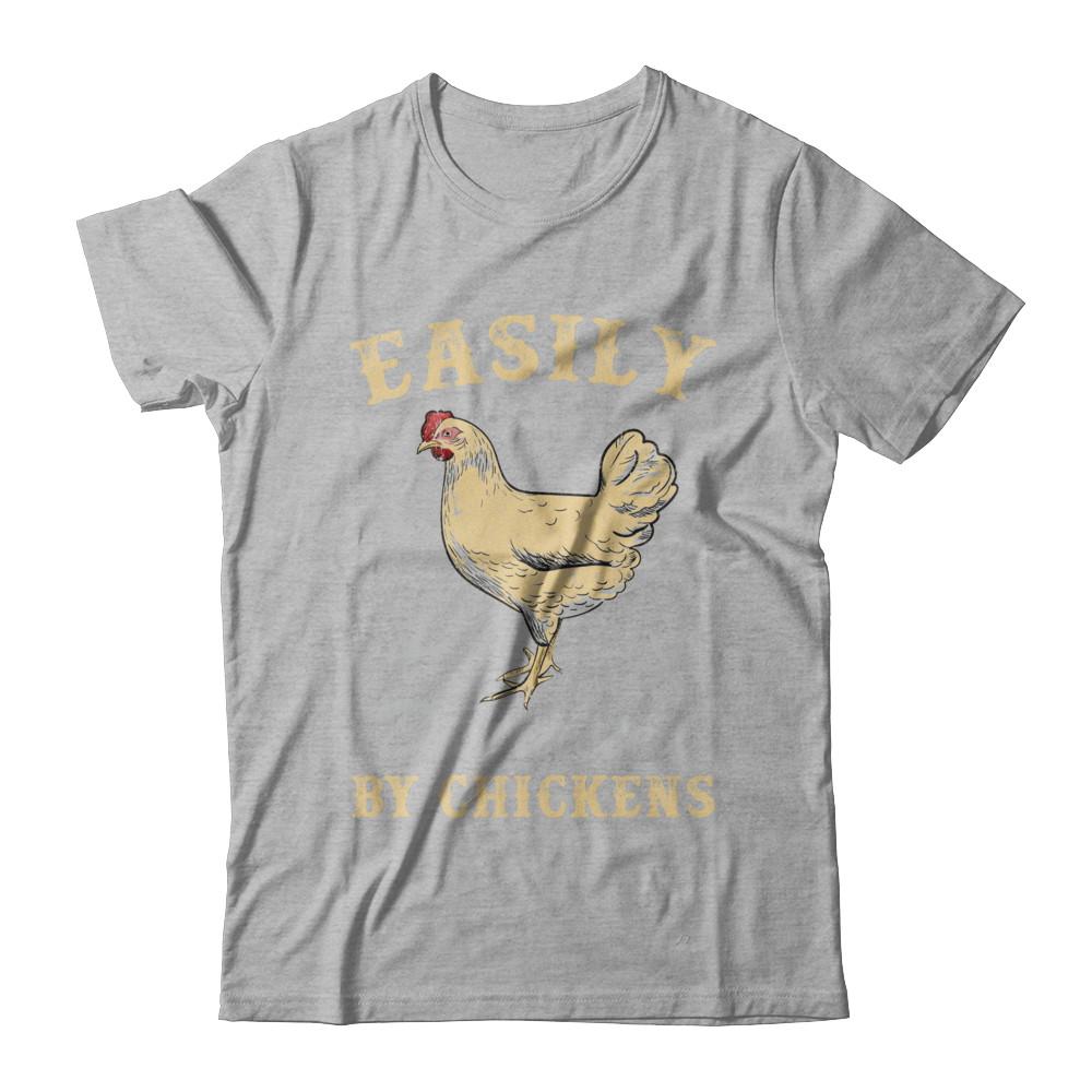 Easily Distracted By Chickens Farmers-T-Shirt & Hoodie-Premium T-Shirt-Heather Gray