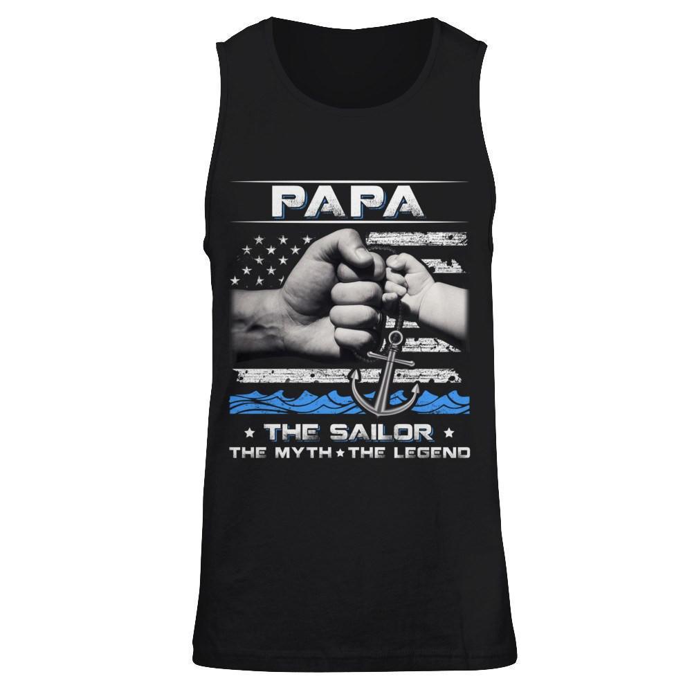 Veteran Papa The Sailor The Myth The Legend-T-Shirt & Hoodie-Unisex Tank-Black