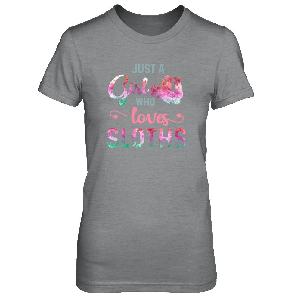 Just A Girl Who Loves Sloths Sloth Lover-T-Shirt & Tank Top-Women's T-Shirt-Sport Grey