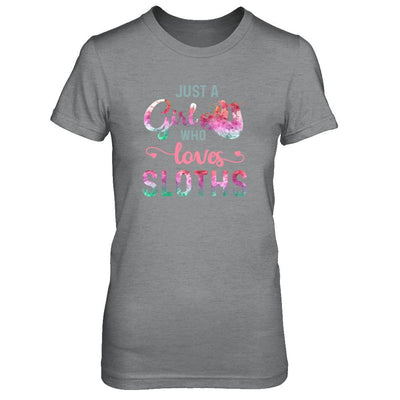 Just A Girl Who Loves Sloths Sloth Lover-T-Shirt & Tank Top-Women's T-Shirt-Sport Grey