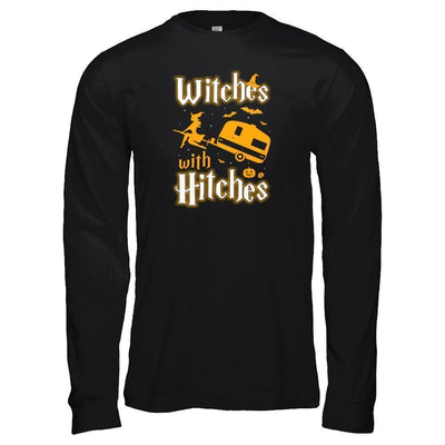 Witches With Hitches Camping Funny Halloween-T-Shirt & Tank Top-Long Sleeve T-Shirt-Black