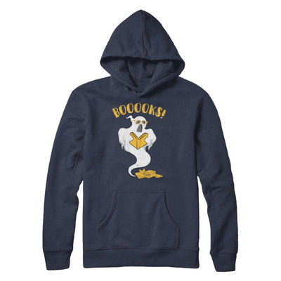 Book Reader Nerd Ghost Reading Books Halloween-T-Shirt & Hoodie-Pullover Hoodie-Navy