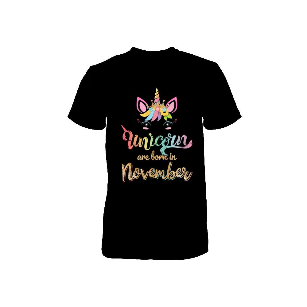 Cute Unicorns Are Born In November Birthday Gift Youth-Youth Shirt-Toddler T-Shirt-Black