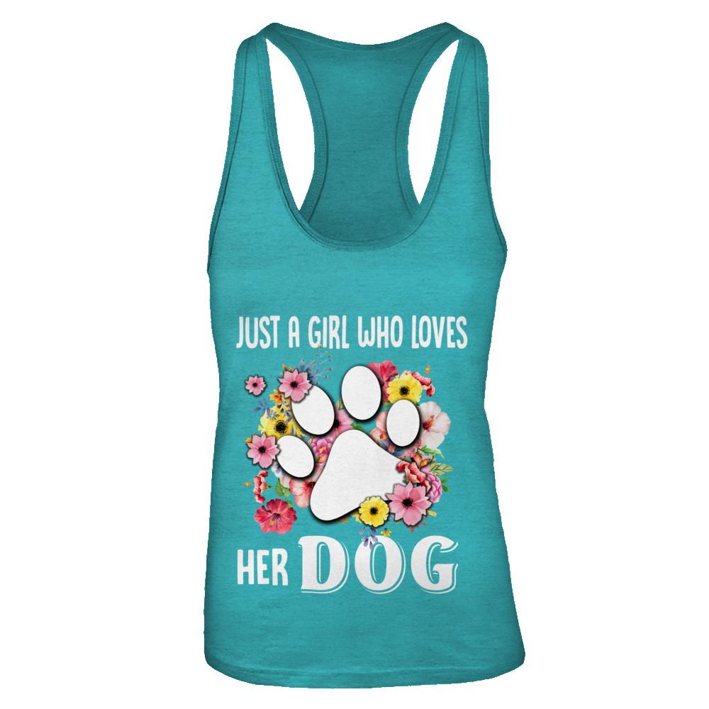 Just A Girl Who Loves Her Dog-T-Shirt & Tank Top-Women's Ideal Racerback Tank-Tahiti Blue