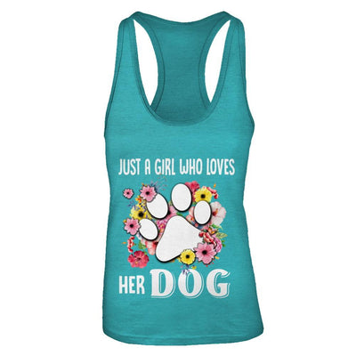 Just A Girl Who Loves Her Dog-T-Shirt & Tank Top-Women's Ideal Racerback Tank-Tahiti Blue