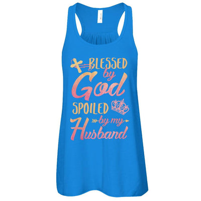 Blessed By God Spoiled By My Husband-T-Shirt & Tank Top-Women's Flowy Racerback Tank-True Royal