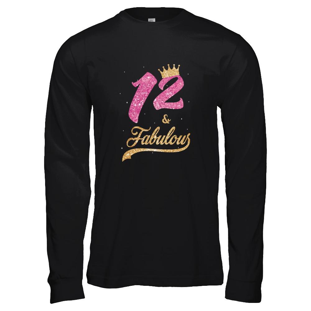 12Th And Fabulous Twelve Birthday-T-Shirt & Tank Top-Long Sleeve T-Shirt-Black