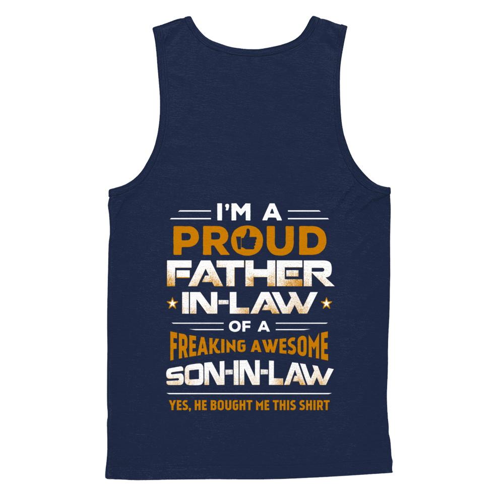 Proud Father In Law Freaking Awesome Son-In-Law Fathers Day-T-Shirt & Hoodie-Unisex Tank-Navy