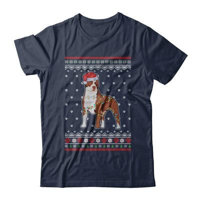 Pitbull Christmas Ugly Sweater Lights Dog Xmas Gift-T-Shirt & Sweatshirt-Classic T-Shirt-Navy