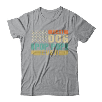 Vintage Retro BEST DOG POP POP EVER American Flag Fathers Day-T-Shirt & Hoodie-Classic T-Shirt-Sport Grey