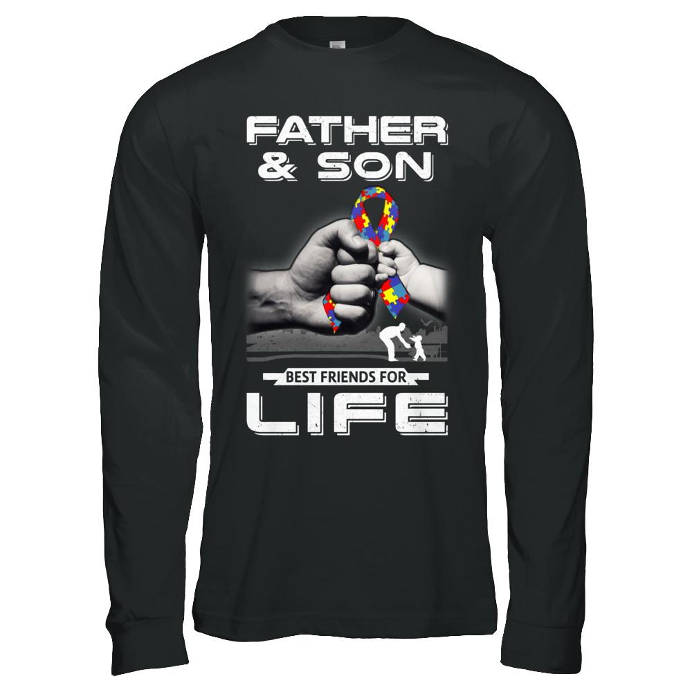 Autism Awareness Father And Son Best Friends For Life-T-Shirt & Hoodie-Long Sleeve T-Shirt-Black