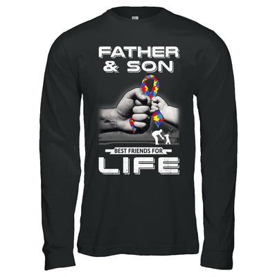 Autism Awareness Father And Son Best Friends For Life-T-Shirt & Hoodie-Long Sleeve T-Shirt-Black