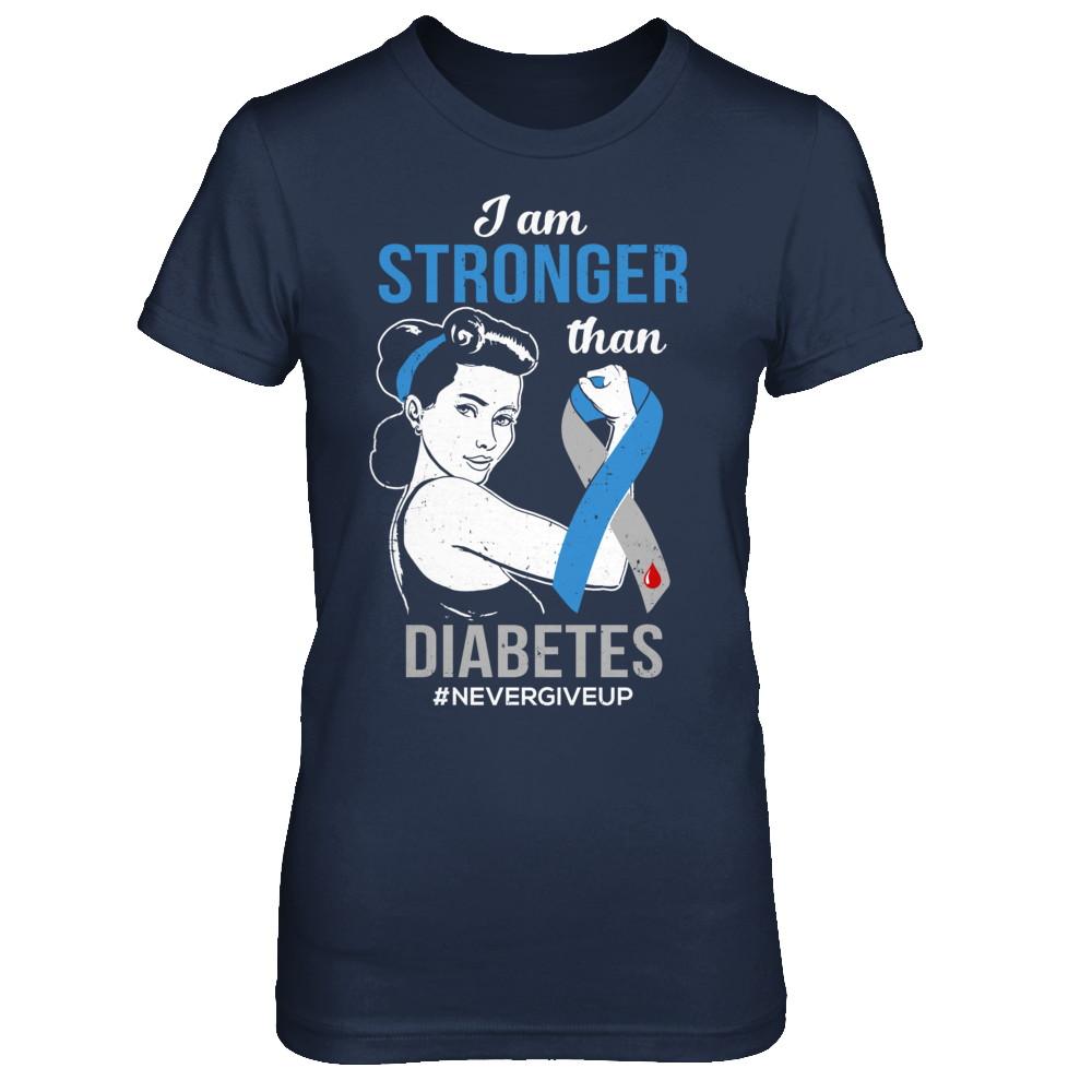 I Am Stronger Than Diabetes Awareness Support-T-Shirt & Hoodie-Women's T-Shirt-Navy