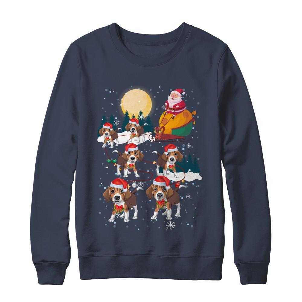 Dog Reindeer Beagle Christmas Gift-T-Shirt & Sweatshirt-Crewneck Sweatshirt-Navy