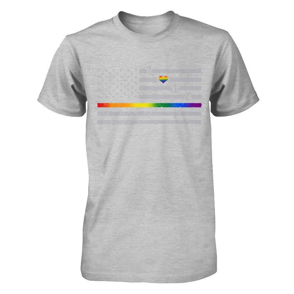 Love Rainbow Heart Flag Lesbian Gay Pride Lgbt-T-Shirt & Hoodie-Premium T-Shirt-Heather Gray