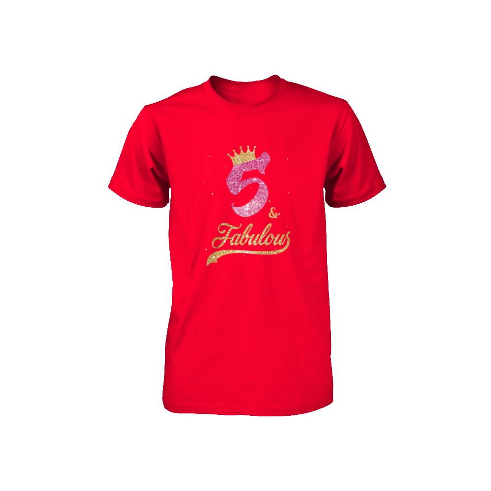 5Th And Fabulous Five Birthday Youth-Youth Shirt-Youth T-Shirt-Red