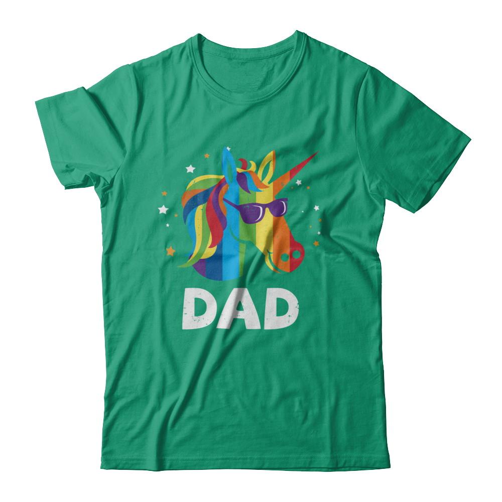 LGBT Pride Lesbian Gay Proud Dad Unicorn-T-Shirt & Hoodie-Classic T-Shirt-Kelly Green