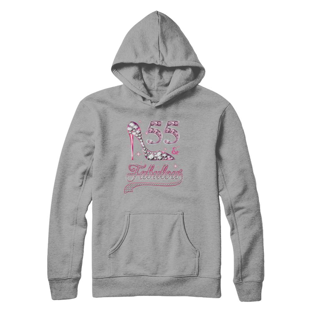 55 And Fabulous 55 Years Old 1966 55th Birthday Gift-T-Shirt & Hoodie-Pullover Hoodie-Light Steel