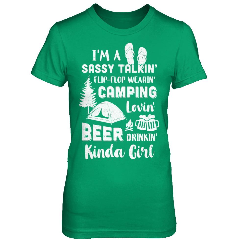 Sassy Talking Flip-Flop Camping Beer Kinda Girl-T-Shirt & Hoodie-Women's T-Shirt-Irish Green