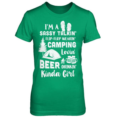 Sassy Talking Flip-Flop Camping Beer Kinda Girl-T-Shirt & Hoodie-Women's T-Shirt-Irish Green