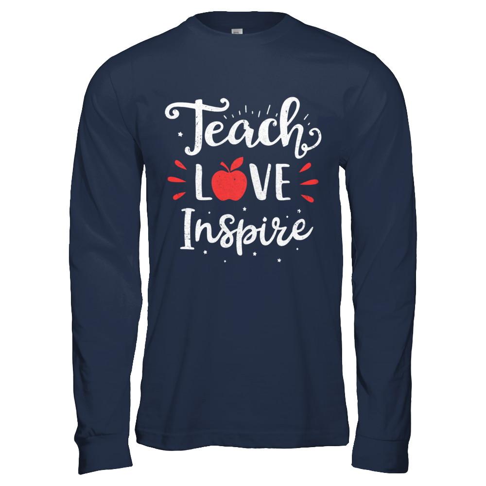 Teach Love Inspire Teacher Gifts-T-Shirt & Hoodie-Long Sleeve T-Shirt-Navy