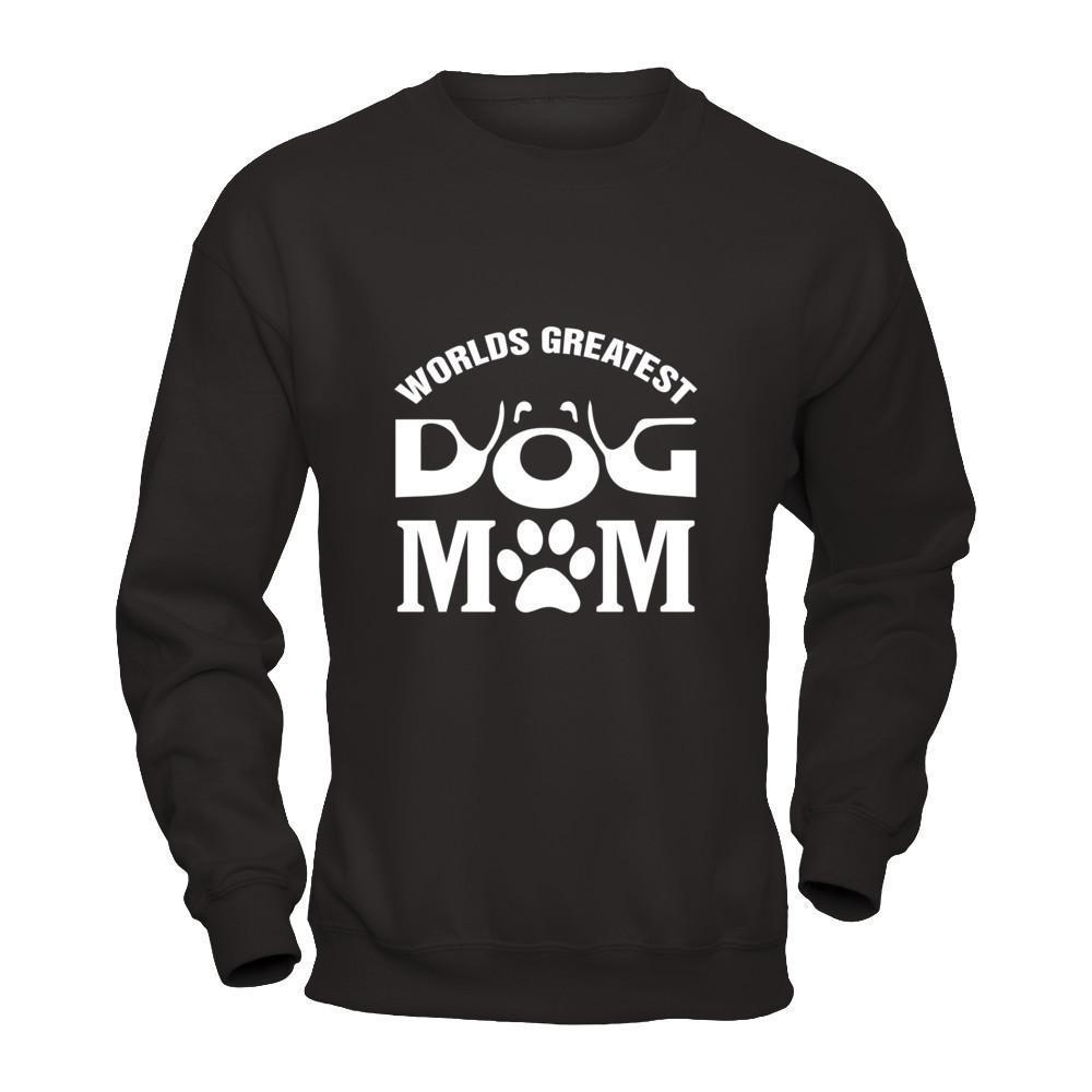 Worlds Greatest Dog Mom-T-Shirt & Hoodie-Crewneck Sweatshirt-Black