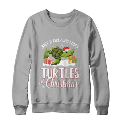 Just A Girl Who Loves Turtles And Christmas-T-Shirt & Sweatshirt-Crewneck Sweatshirt-Light Steel