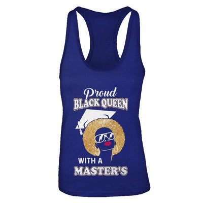 Graduation Proud Black Queen Masters Degree Graduate-T-Shirt & Tank Top-Women's Ideal Racerback Tank-Royal