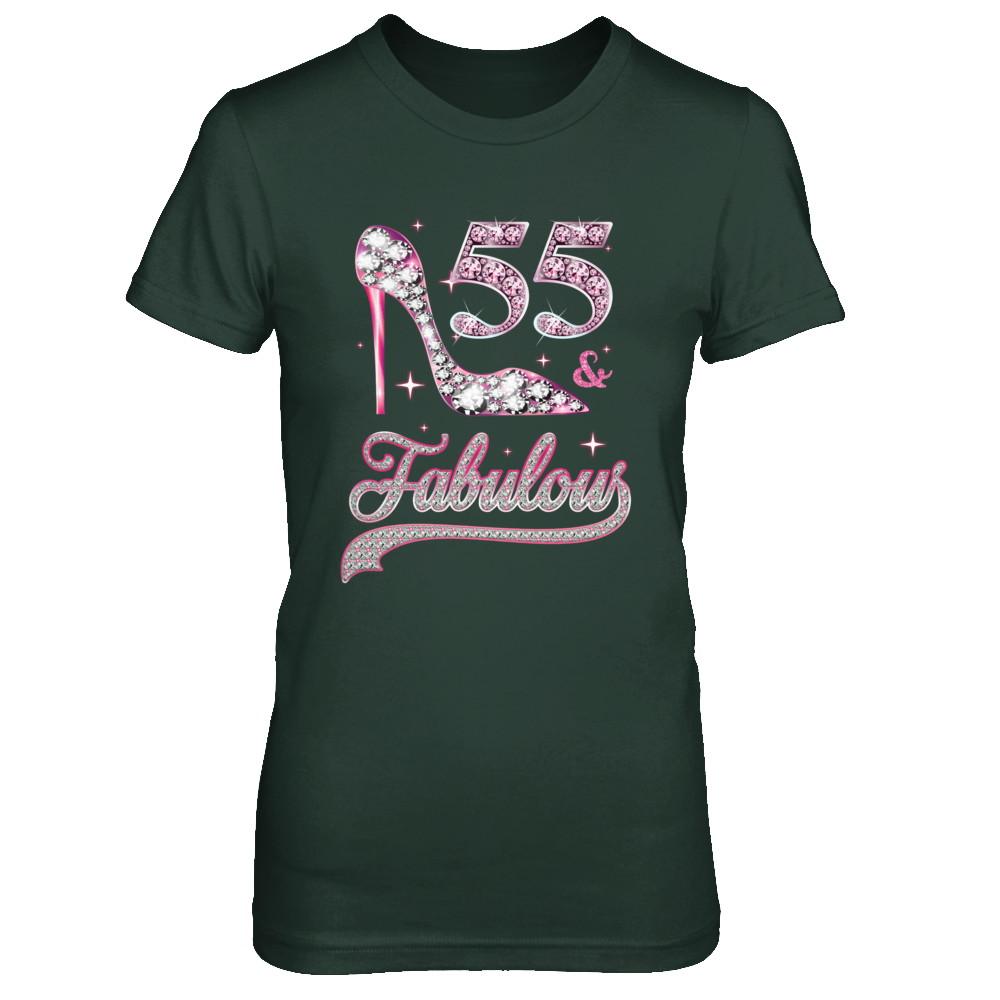 55 And Fabulous 55 Years Old 1966 55th Birthday Gift-T-Shirt & Hoodie-Women's T-Shirt-Forest Green