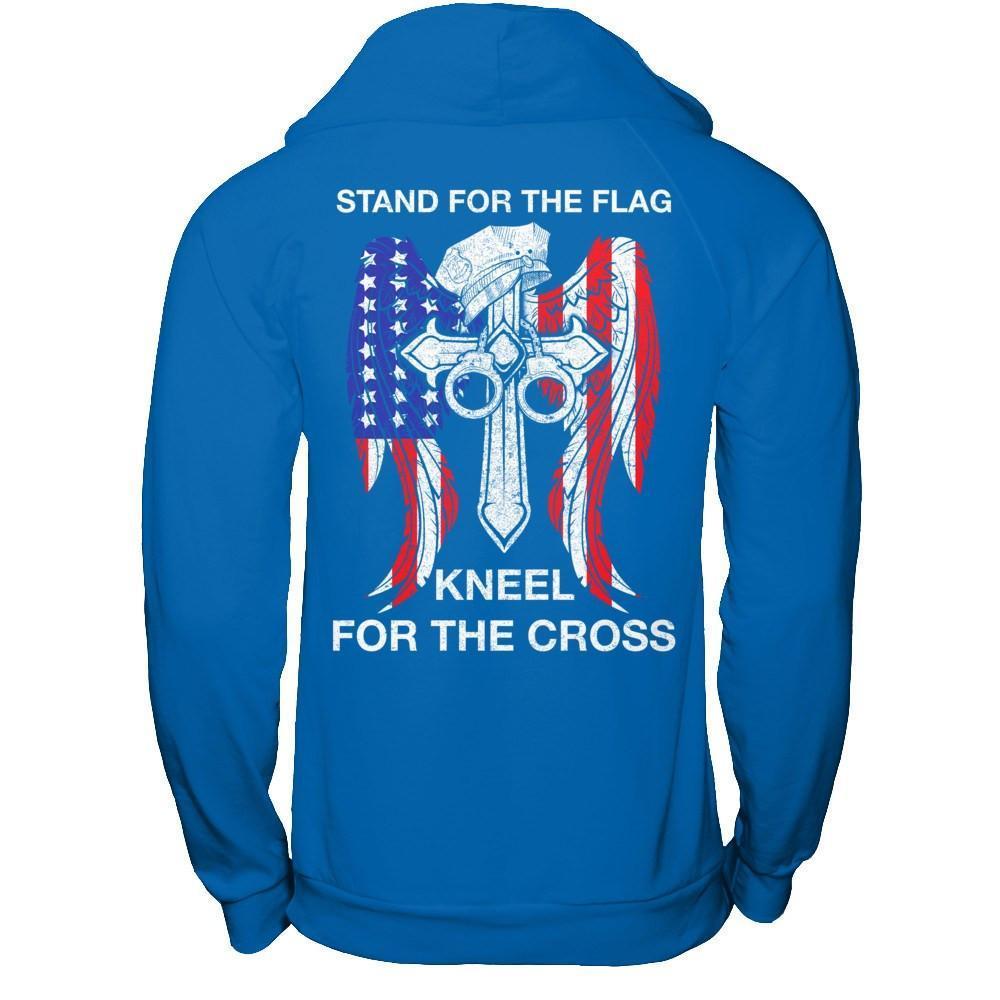 Police Stand For The Flag Kneel For The Cross-T-Shirt & Hoodie-Pullover Hoodie-Royal
