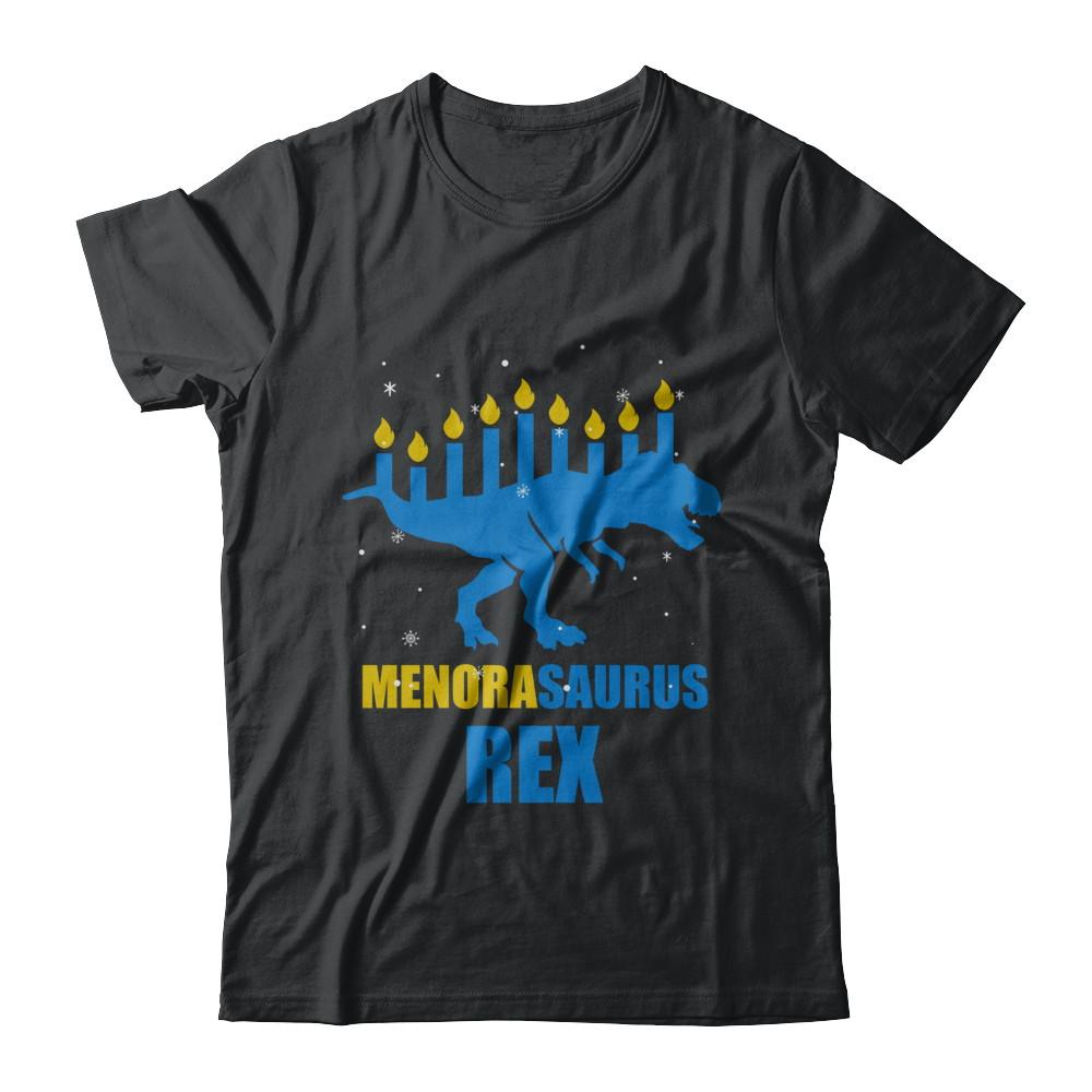 Hanukkah Dinosaur Tyrannosaurus Rex Menorah Menorasaurus-T-Shirt & Sweatshirt-Classic T-Shirt-Black