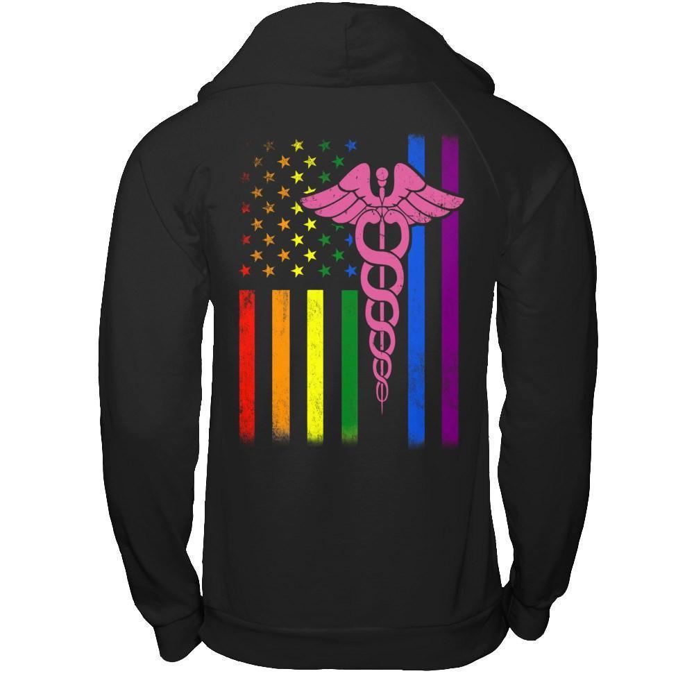 Nurse Rainbow Lgbt Flag Pride Lesbian Gay Super Stronger-T-Shirt & Hoodie-Pullover Hoodie-Black