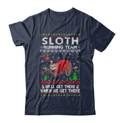 Funny Sloth Running Team Ugly Christmas Sweater Gift-T-Shirt & Sweatshirt-Classic T-Shirt-Navy