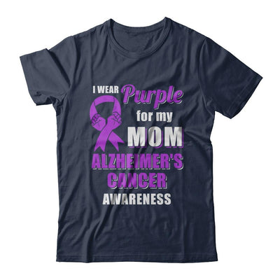 I Wear Purple For My Mom Alzheimer's Awareness Son Daughter-T-Shirt & Hoodie-Classic T-Shirt-Navy