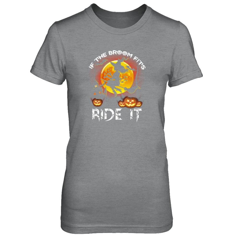 If The Broom Fits Witch Funny Happy Halloween-T-Shirt & Tank Top-Women's T-Shirt-Sport Grey
