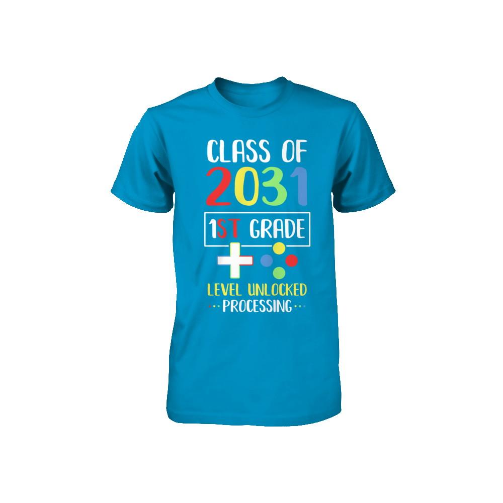 Class Of 2031 1st Grade Level Unlock Gaming Back Go School Youth-Youth Shirt-