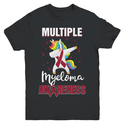 Inspirational Multiple Myeloma Awareness Unicorn Support Youth-Youth Shirt-Youth T-Shirt-Black