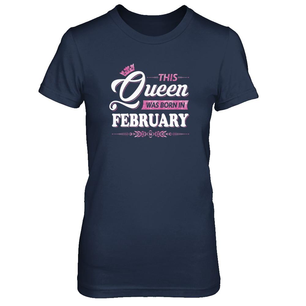 This Queen Was Born In February-T-Shirt & Tank Top-Women's T-Shirt-Navy