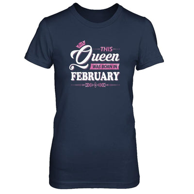 This Queen Was Born In February-T-Shirt & Tank Top-Women's T-Shirt-Navy
