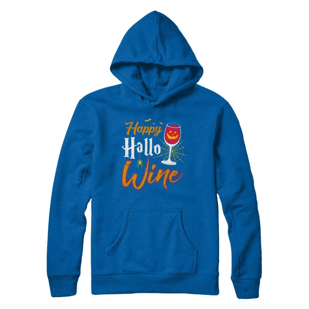 Happy Hallo Wine Funny Halloween-T-Shirt & Sweatshirt-Pullover Hoodie-Royal