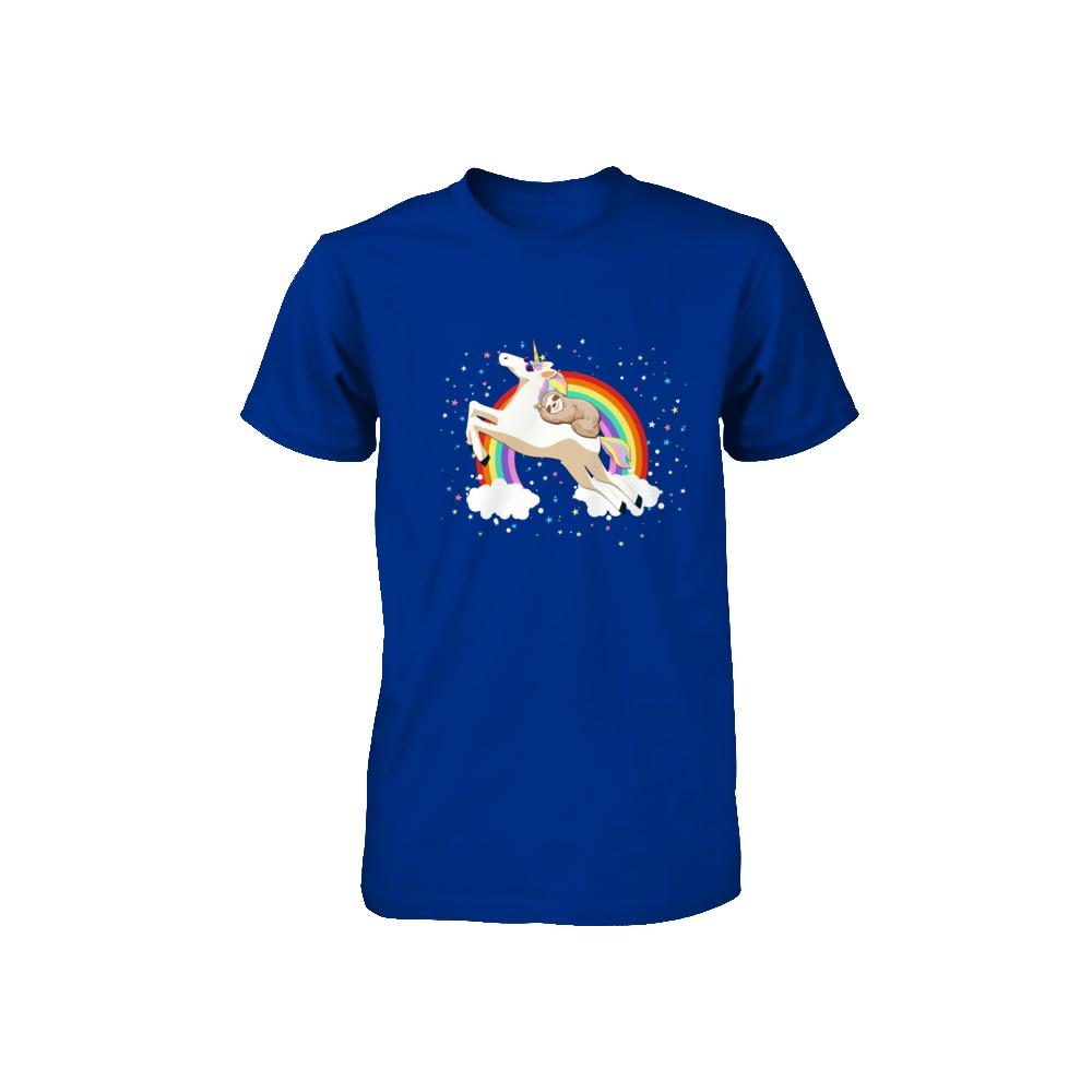Funny Sloth Riding Unicorn Lover Youth-Youth Shirt-