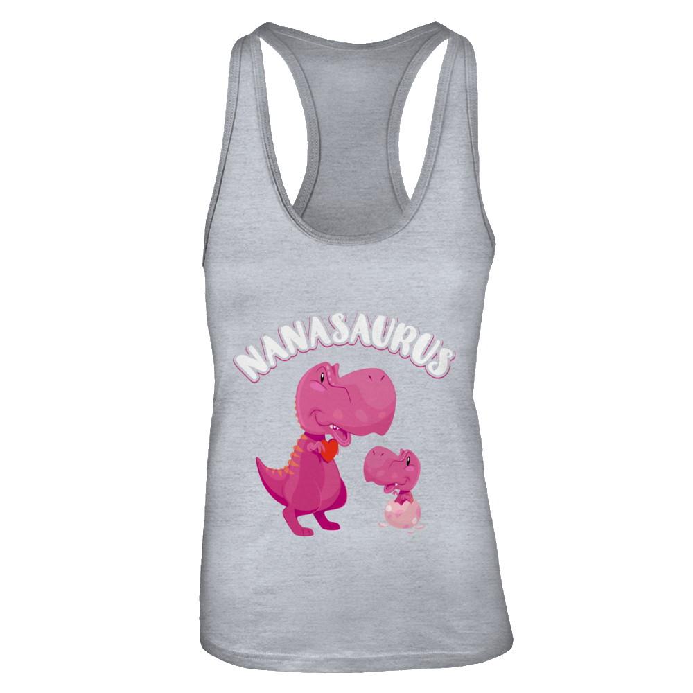 Nana Nanasaurus Rex Cute Dinosaur Mothers Day-T-Shirt & Tank Top-Women's Ideal Racerback Tank-Heather Grey