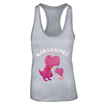 Nana Nanasaurus Rex Cute Dinosaur Mothers Day-T-Shirt & Tank Top-Women's Ideal Racerback Tank-Heather Grey