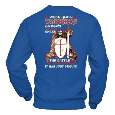 Knight Templar When God's Warriors Go Down On Their Knees-T-Shirt & Hoodie-Crewneck Sweatshirt-Royal