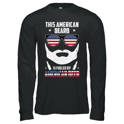 This American Beard Is Fueled By American Beer-T-Shirt & Hoodie-Long Sleeve T-Shirt-Black