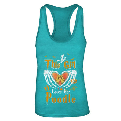 This Girl Love Her Dog Poodle Halloween-T-Shirt & Tank Top-Women's Ideal Racerback Tank-Tahiti Blue